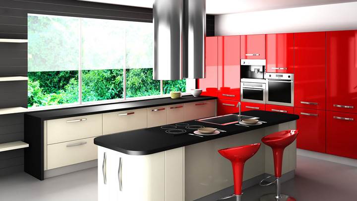 Black And Red Interior in Kitchen